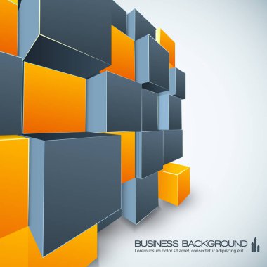 Afiş tasarımı turuncu ve gri küpleri