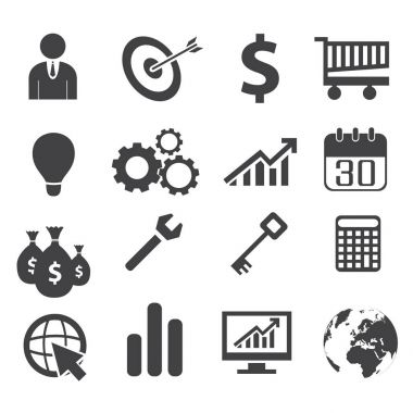 Siyah beyaz iş kavramı ikonları/simgeleri