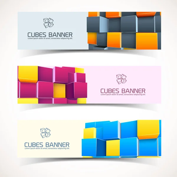 3D kocka bannerek készlet — Stock Vector