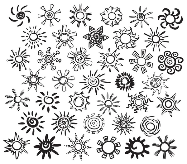 Elle çizilmiş güneşler seti
