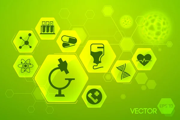 Medicin och vetenskap grön affisch — Stock vektor