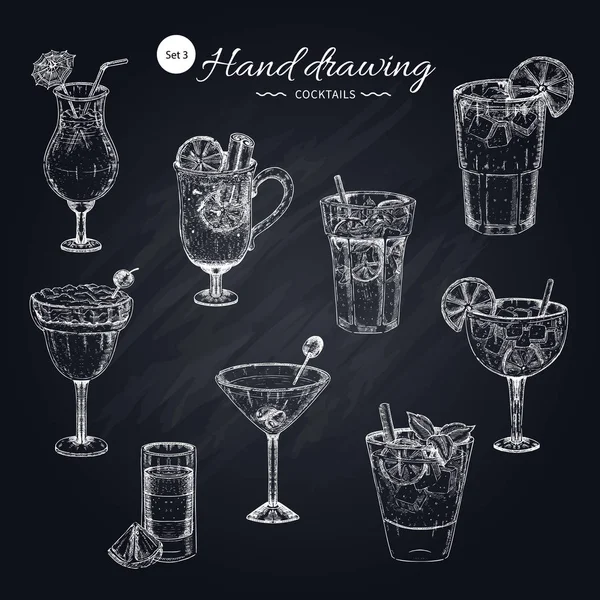 Cocktails handgezeichnete Sammlung — Stockvektor