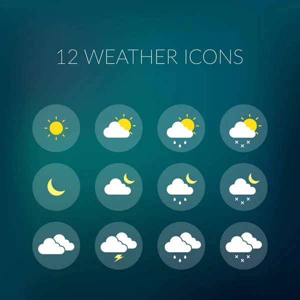 Vädret färgglada ikoner Set — Stock vektor