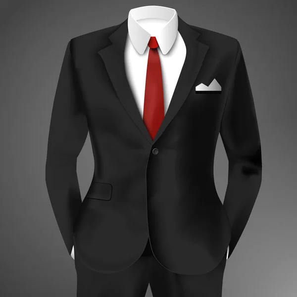Klassiska manliga svart kostym — Stock vektor