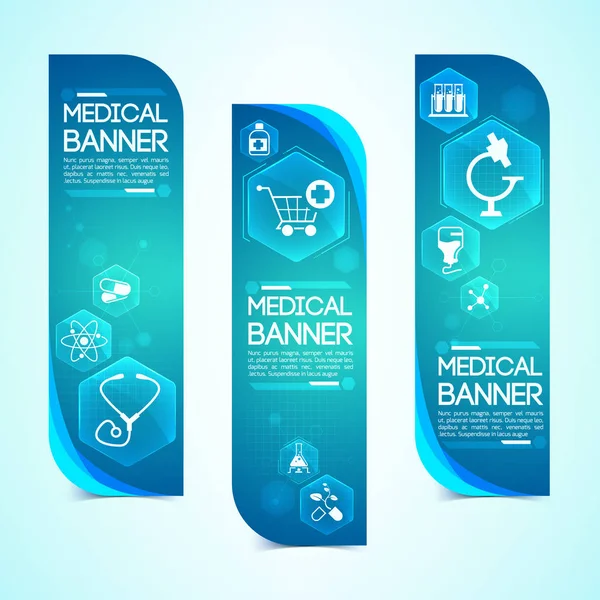 Set di banner verticali blu medico — Vettoriale Stock