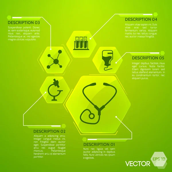Medicin och hälsa gröna affisch — Stock vektor