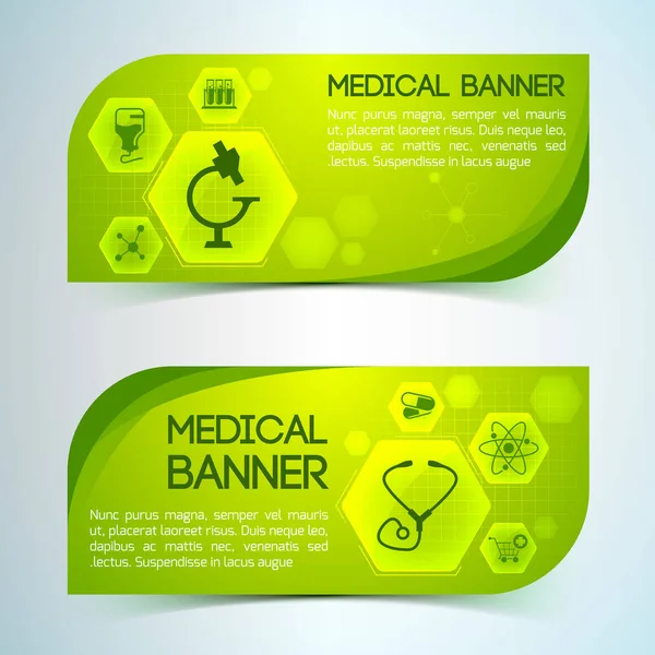 Conjunto de pancartas horizontales médicas — Vector de stock