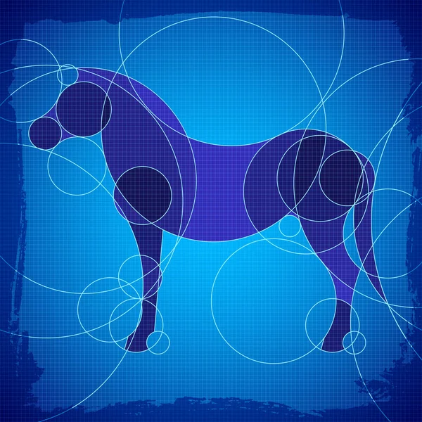 Кінь Декоративна блакитна схема Фон — стоковий вектор