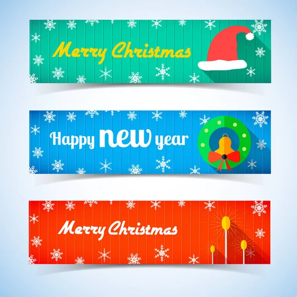 Christmas and New Year Horizontal Banners — Stock Vector