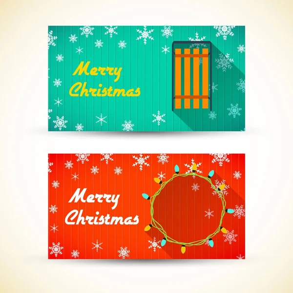 Merry Christmas Colorful Horizontal Banners — Stock Vector