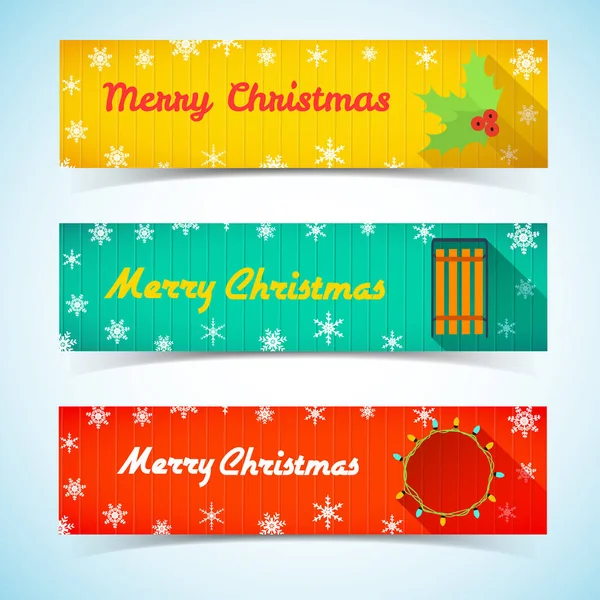 Merry Christmas Festive Horizontal Banners Royalty Free Stock Vectors