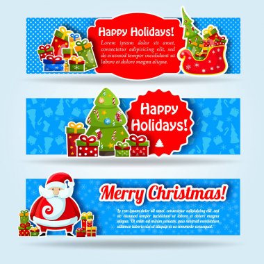 Mutlu yeni yıl mavi bayrak kümesi