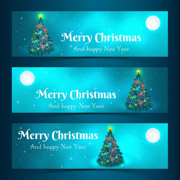 Set de banners de árbol de Navidad — Vector de stock