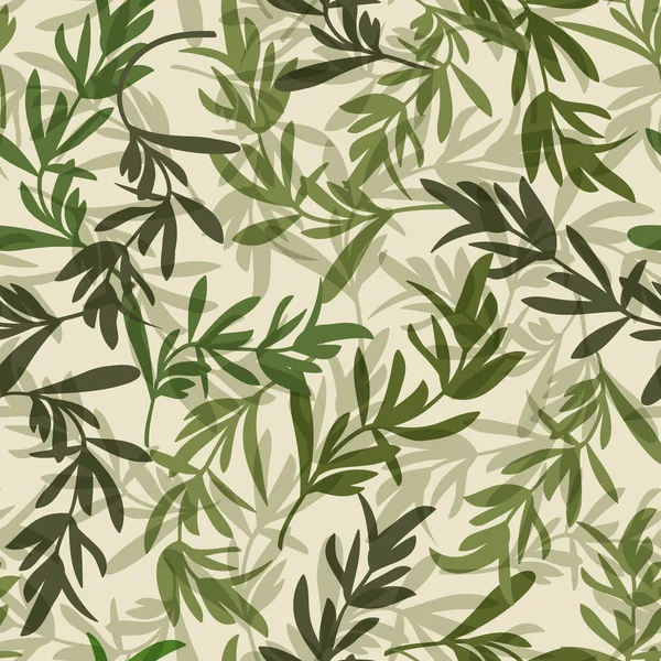 Vintage green leaves seamless pattern — Stock Vector