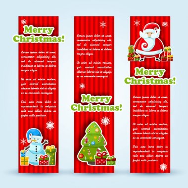 Üç kırmızı tatil afiş kümesi