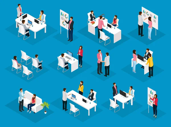 İzometrik insanlar ekip çalışması seti