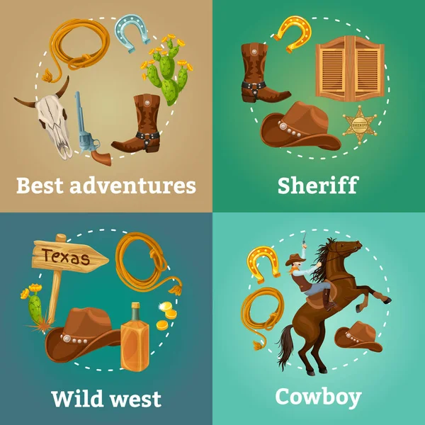 Composición colorida de Wild West Square — Vector de stock