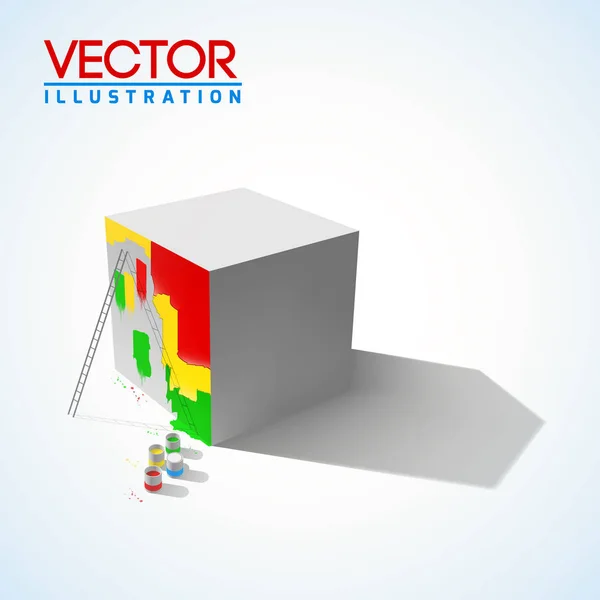 Ilustración abstracta del cubo — Vector de stock