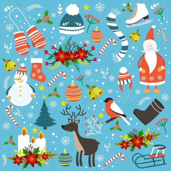 Christmas Hand Drawn Seamless Pattern — Stock Vector