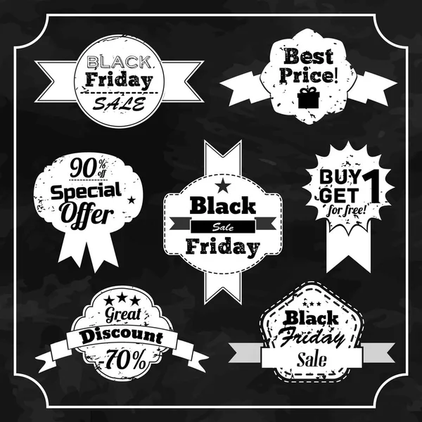 Set Of Black Friday Chalkboard Badges — Stock Vector