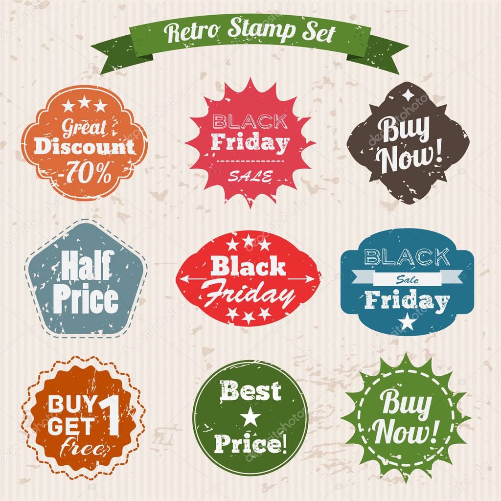 Sale Grunge Vintage Stamp Set