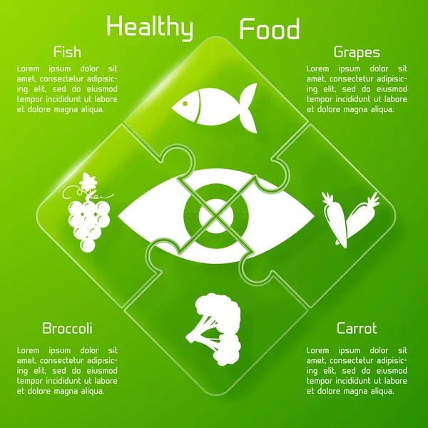 Modello di puzzle per alimenti sani — Vettoriale Stock