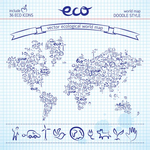 Мальована екологічна карта Землі — стоковий вектор