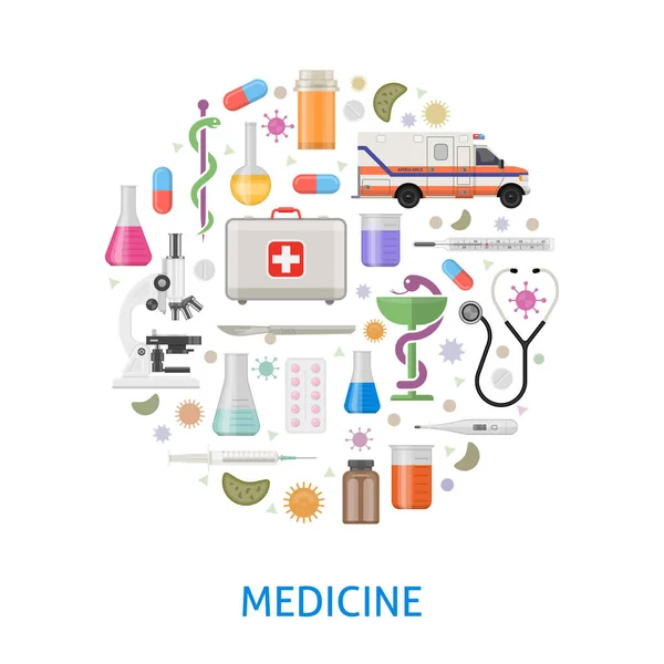 Medicina plana redondo diseño — Vector de stock