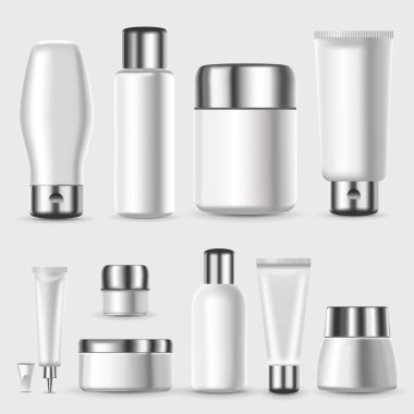 Gerçekçi boş kozmetik paketleri kümesi