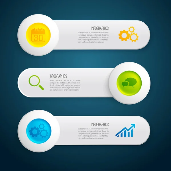 Banners horizontales grises de la infografía — Vector de stock