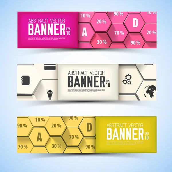 Banners horizontales de estructura de panal de negocios — Vector de stock