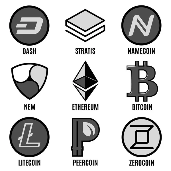 Conjunto de logos de moneda Cripto premium — Vector de stock