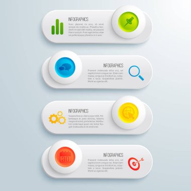 İş Infographic yatay afiş kümesi
