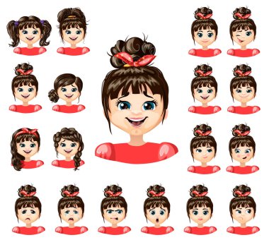 Çizgi film güzel kız duygular koleksiyonu