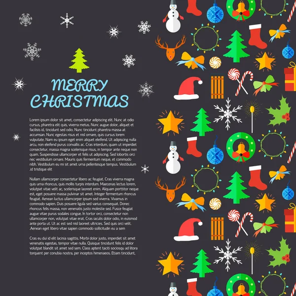 Joyeux Noël Carte postale plate — Image vectorielle