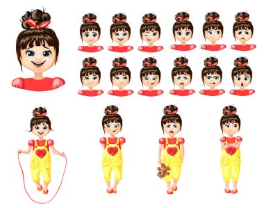 Sevimli genç kız duygular Set