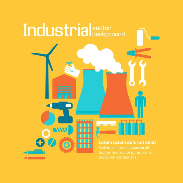 Design di fabbrica industriale Concetto di sfondo giallo — Vettoriale Stock