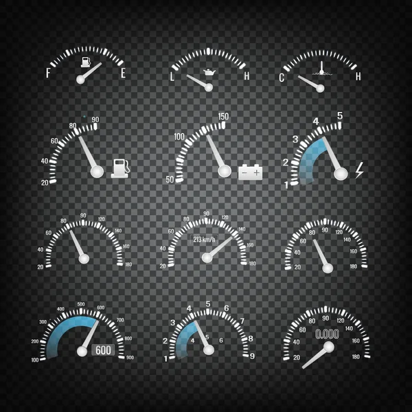 Pannello di controllo cruscotto auto collezione elementi — Vettoriale Stock