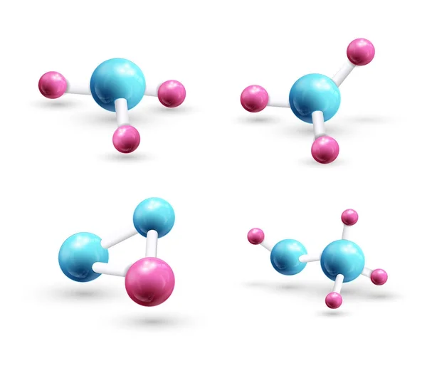 3d molekül modeli kümesi — Stok Vektör