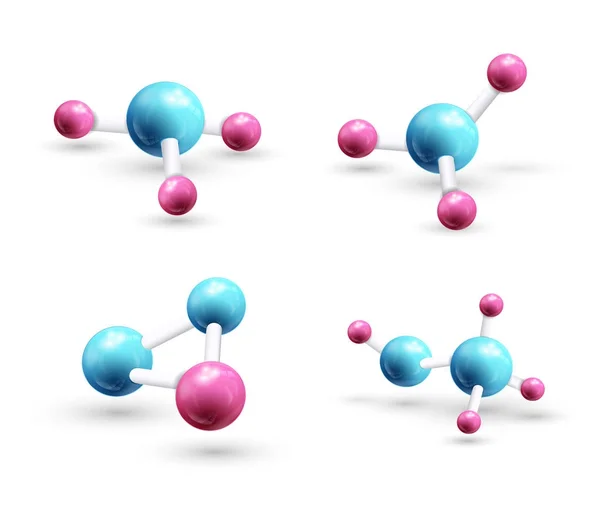 Set Model van 3D-molecuul — Stockvector