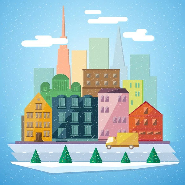 クリスマス冬都市の背景 — ストックベクタ