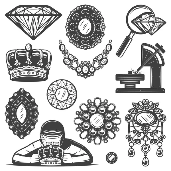 Vintage Jewelry Repair Service Elements Set — Stock Vector