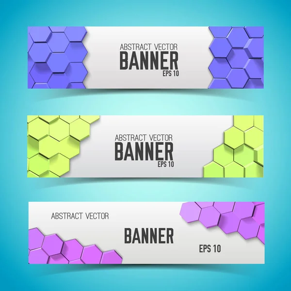 Banners geométricos horizontales de mosaico — Vector de stock