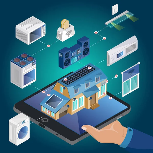 Conceito de casa inteligente isométrico —  Vetores de Stock