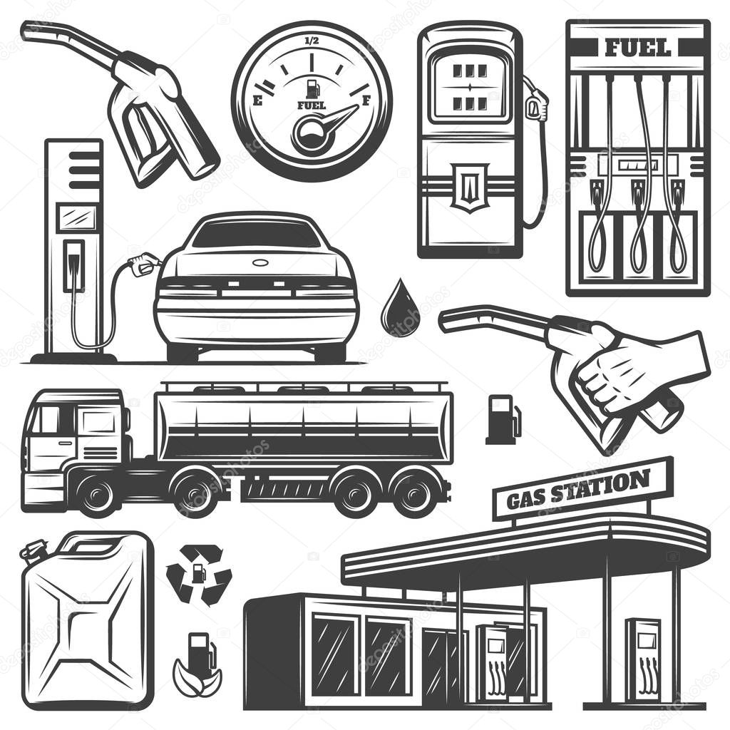 Vintage Gas Station Icons Collection