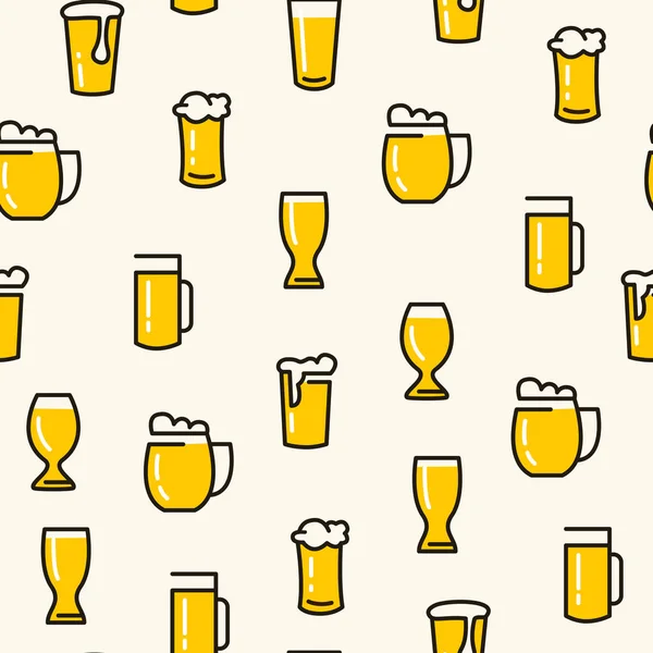 Beer Glasses Seamless Pattern — Stock Vector