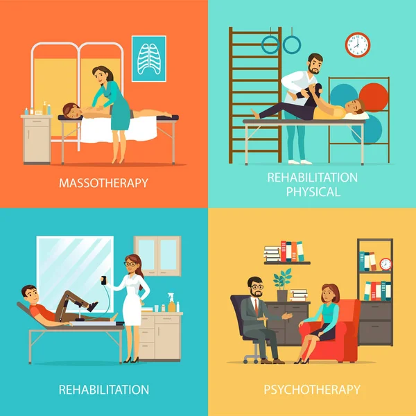 Concepto de Plaza de Rehabilitación de Personas — Vector de stock