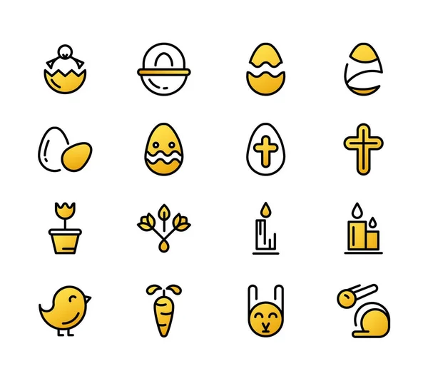 Conjunto monocromático de iconos de Pascua — Vector de stock