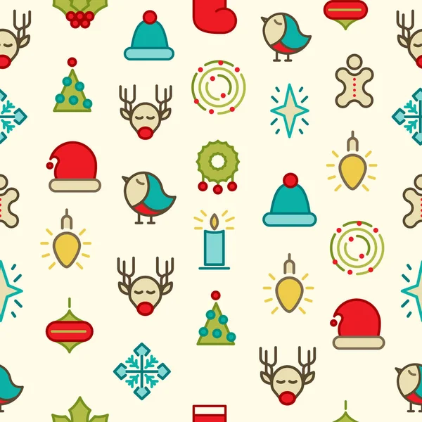 Muster fröhlicher Weihnachtssymbole — Stockvektor