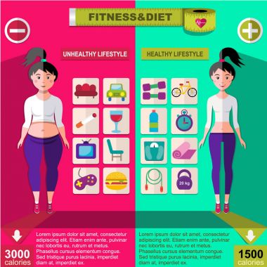 Düz Fitness Infographic şablonu